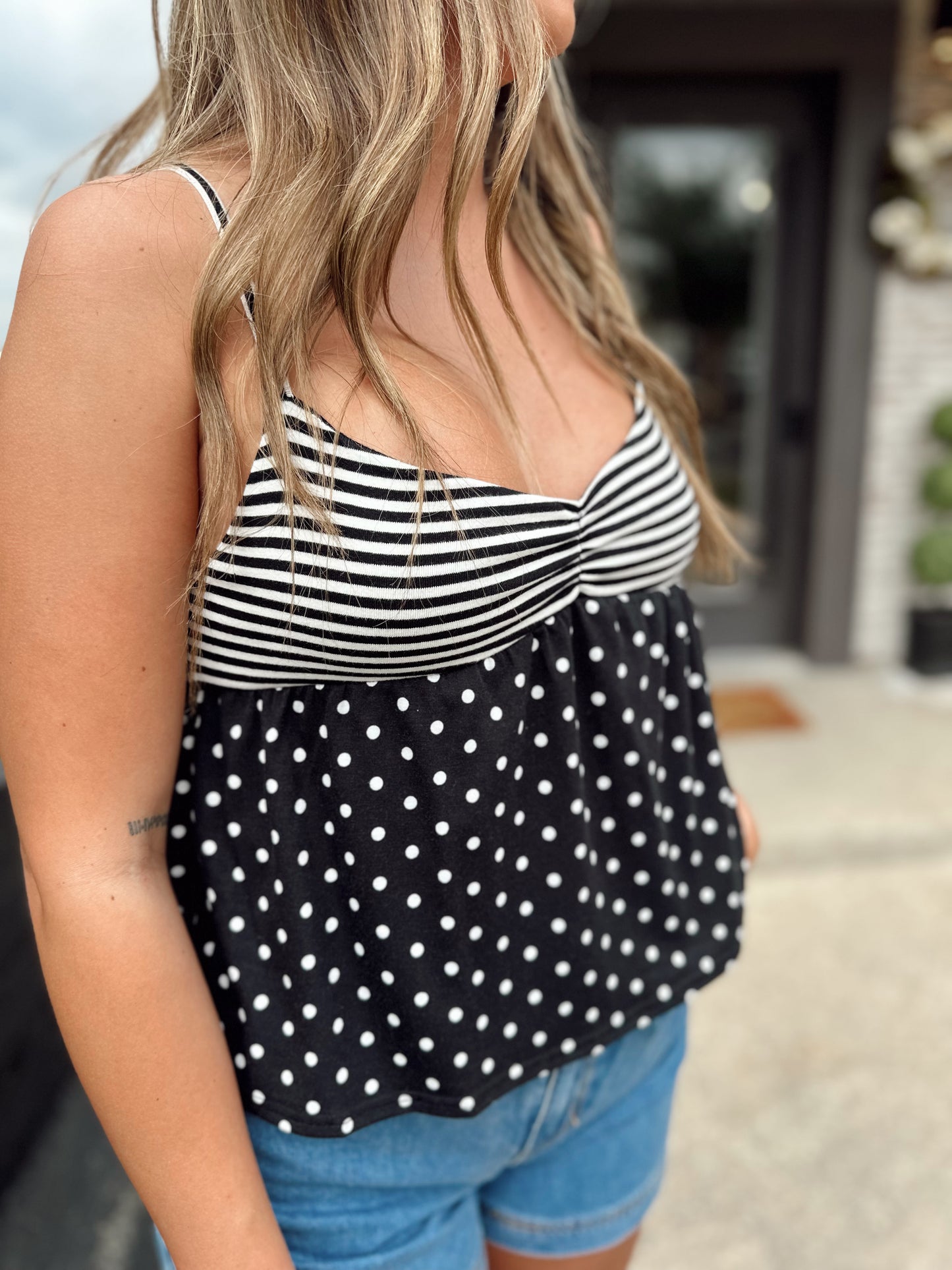 Stripe & Dot Tank🖤