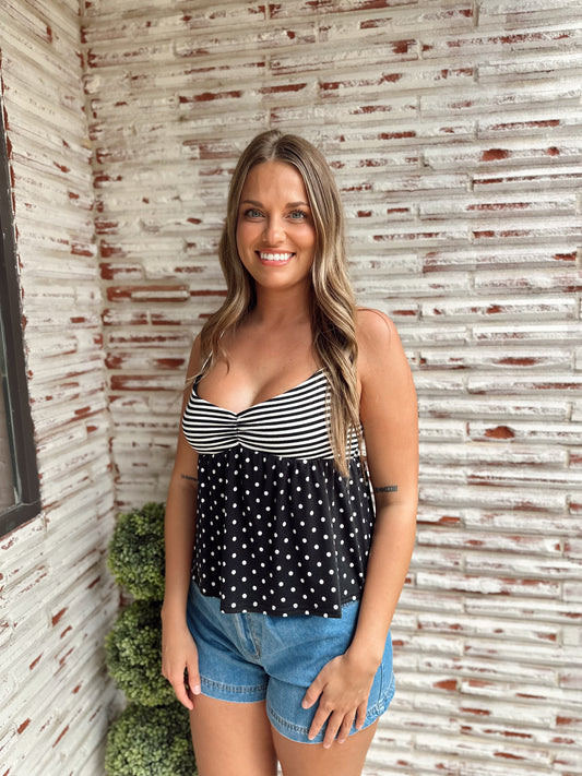 Stripe & Dot Tank🖤