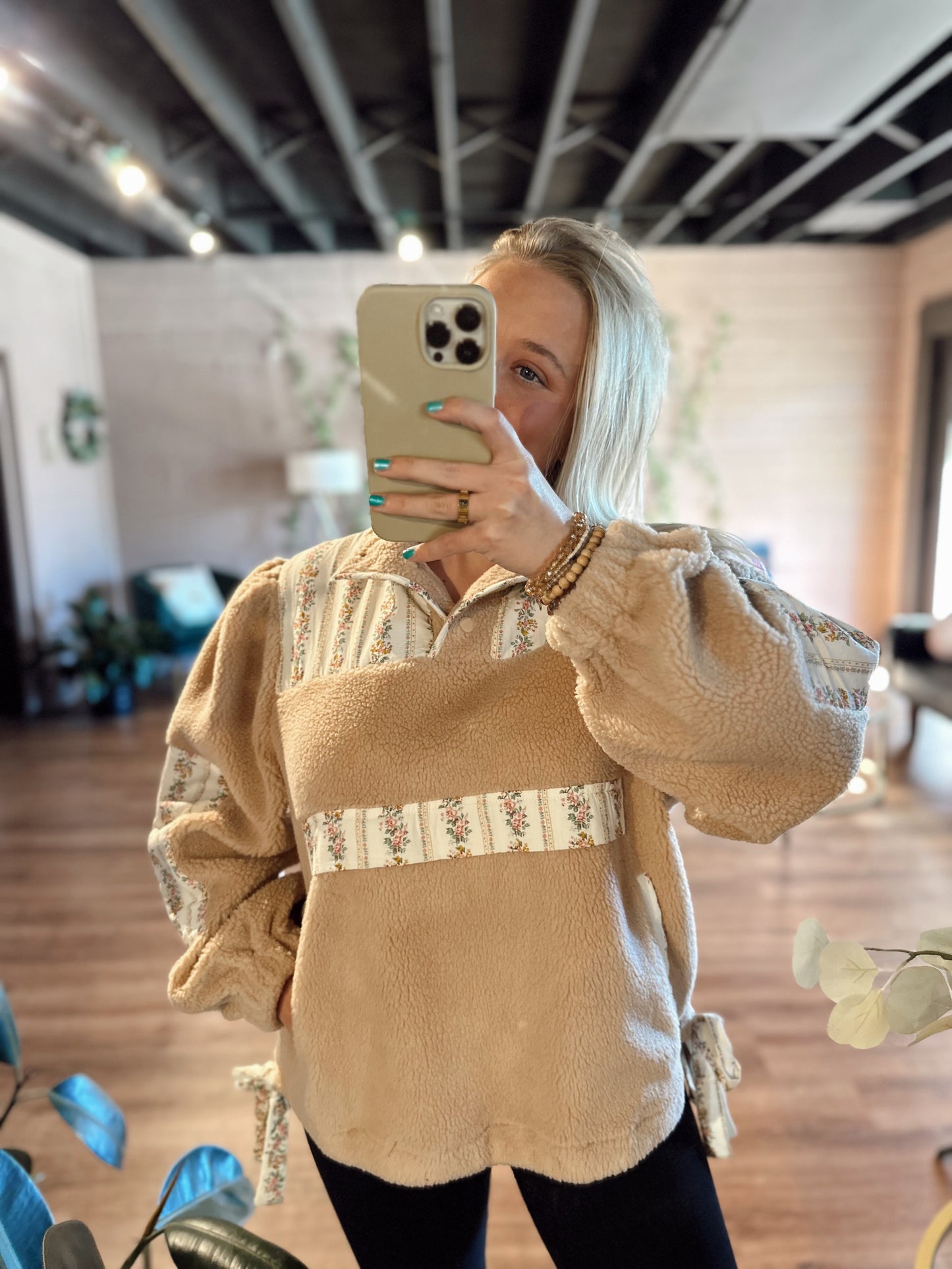 Teddy Bear Floral Pullover