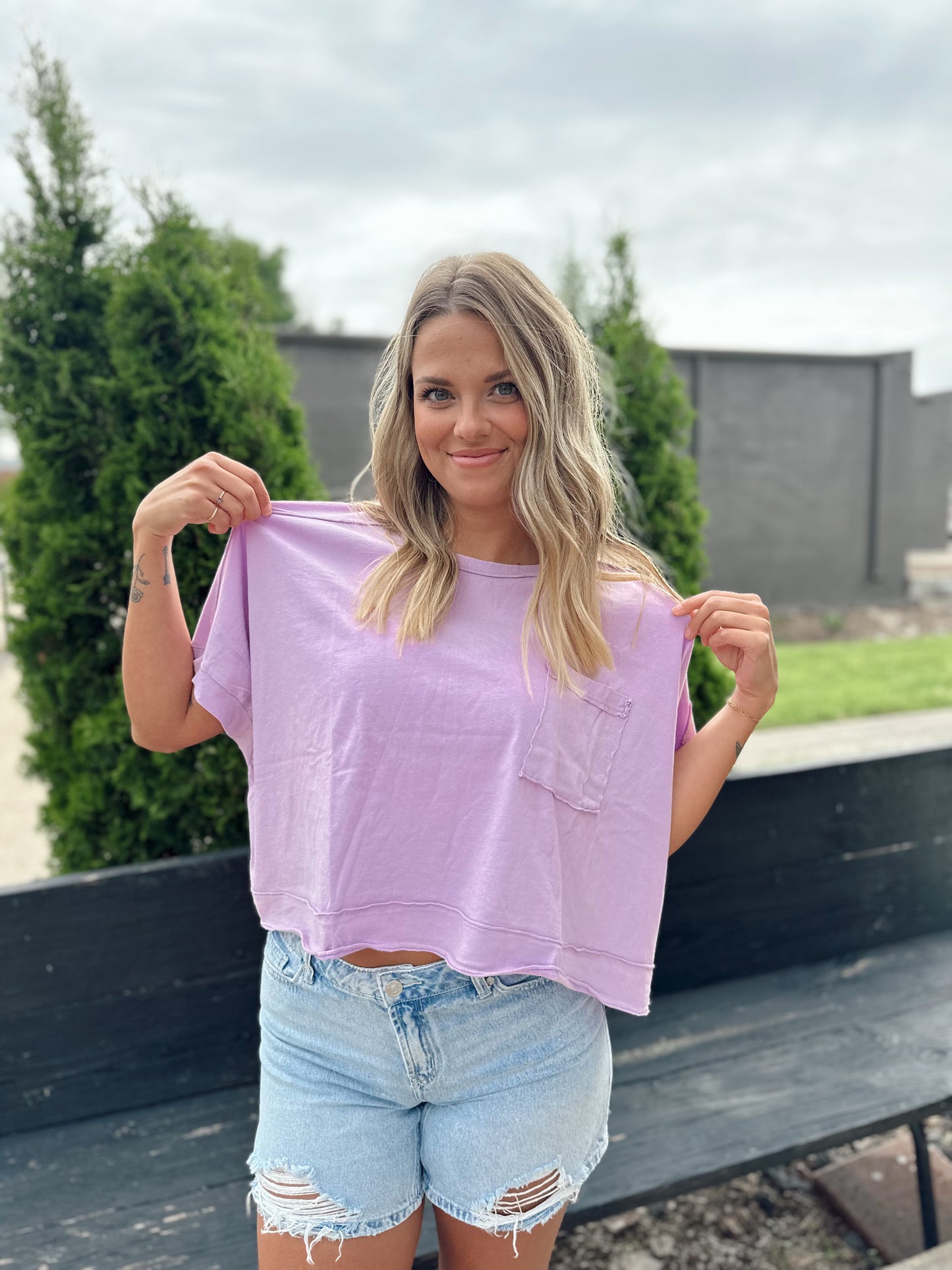 Laney Lavender Cropped Tee