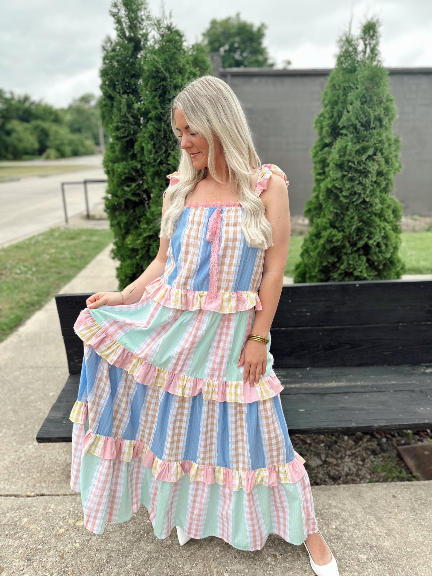 Petal & Plaid Dress🩵